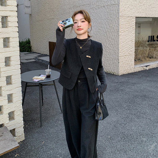 ツイードベスト&ワイドパンツ セットアップ