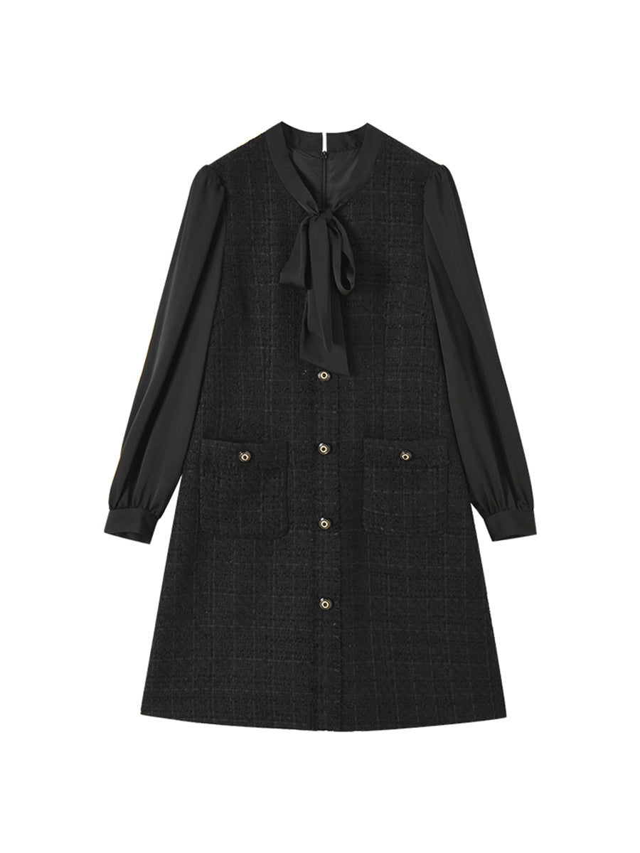 ツイード×リボンタイドッキングワンピース