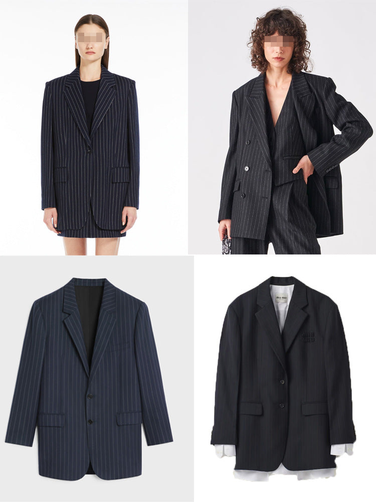 ストライプジャケット＆ワイドパンツ セットアップ