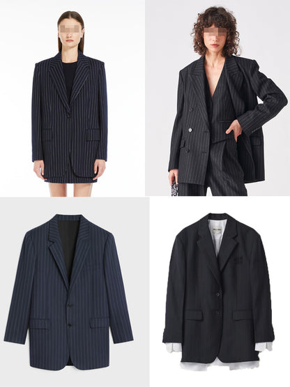 ストライプジャケット＆ワイドパンツ セットアップ