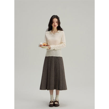 ウールライクジャケット＆プリーツミディスカート セットアップ