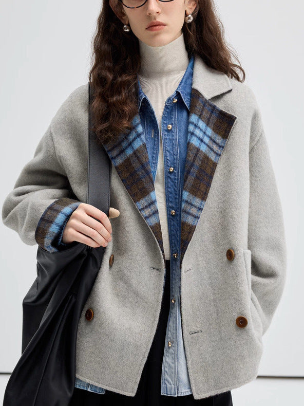 ダブルブレストリバーシブルコート