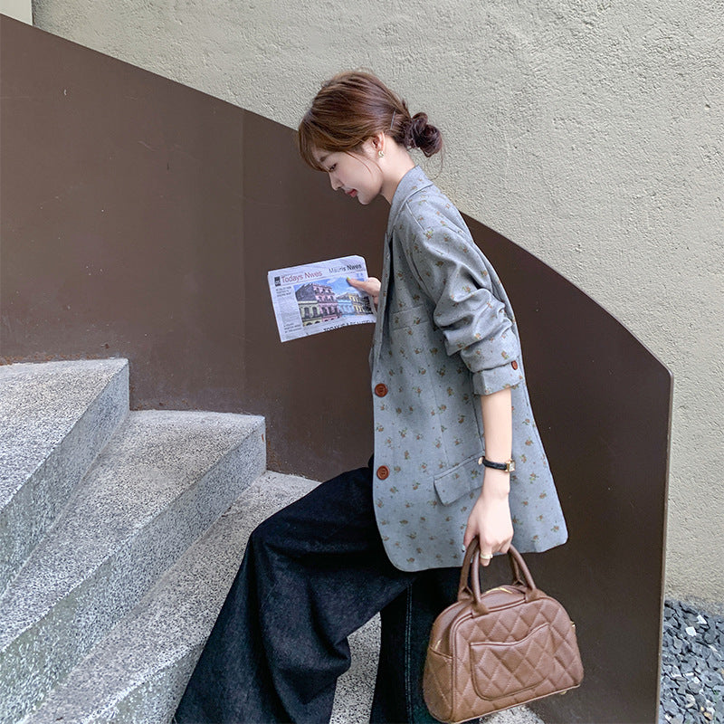 フラワードット柄ルーズテーラードジャケット