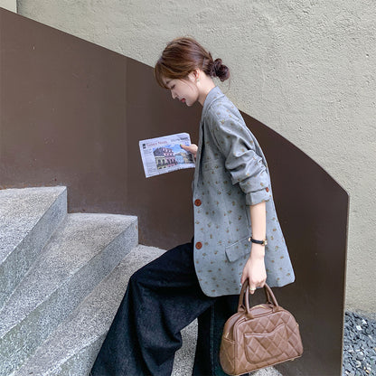 フラワードット柄ルーズテーラードジャケット