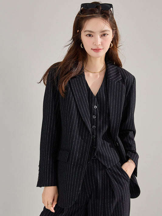 ストライプジャケット＆ワイドパンツ セットアップ