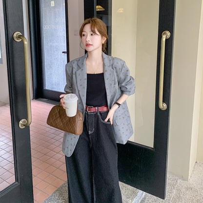 フラワードット柄ルーズテーラードジャケット