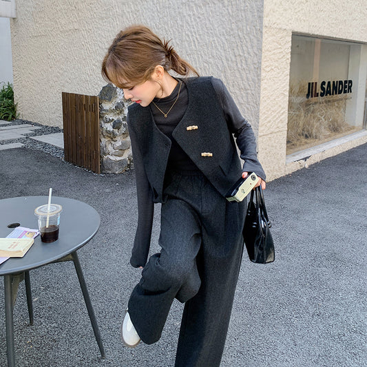 ツイードベスト＆ワイドパンツ セットアップ