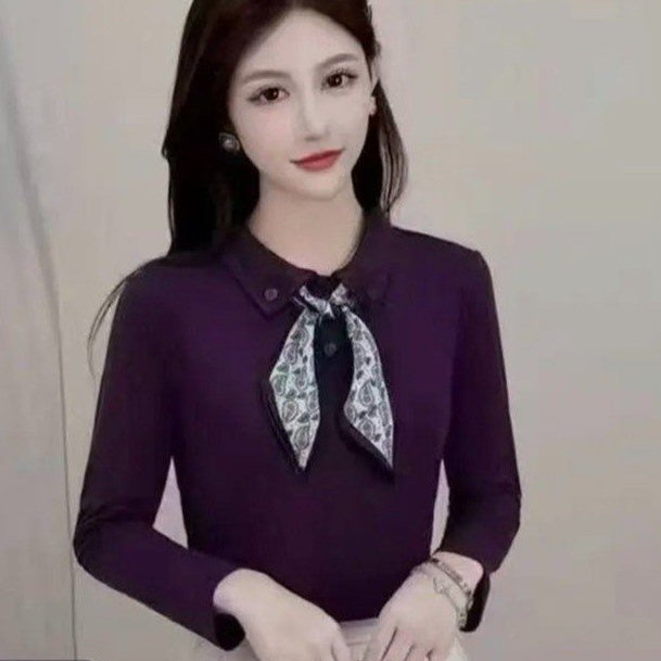 上品ラペルカラーリボンニット