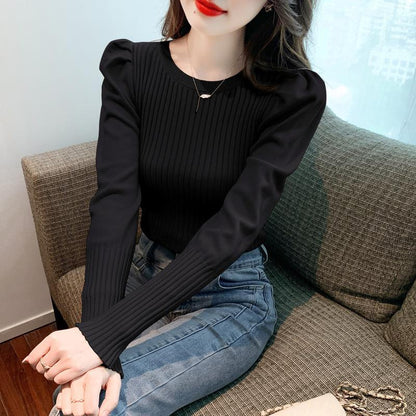 パフスリーブリブニット