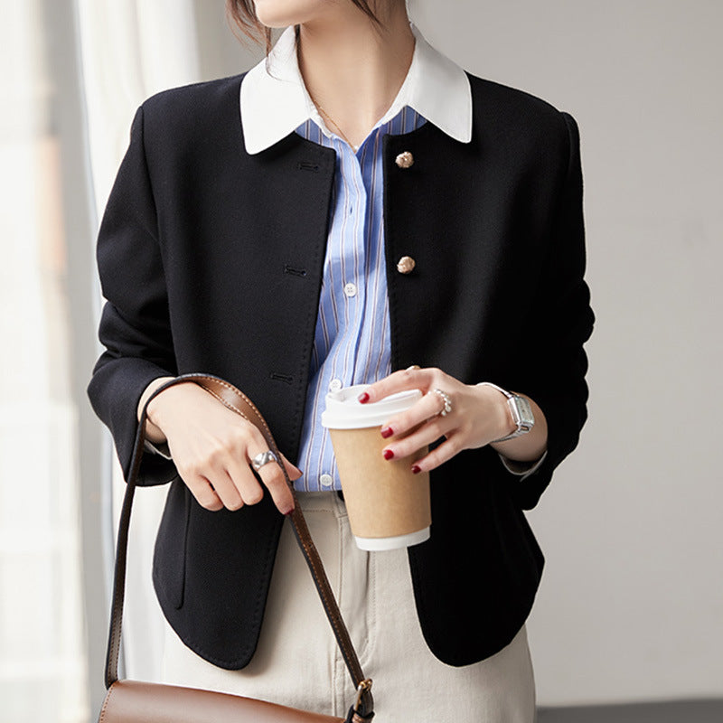 ノーカラーウールジャケット