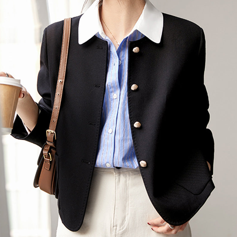 ノーカラーウールジャケット