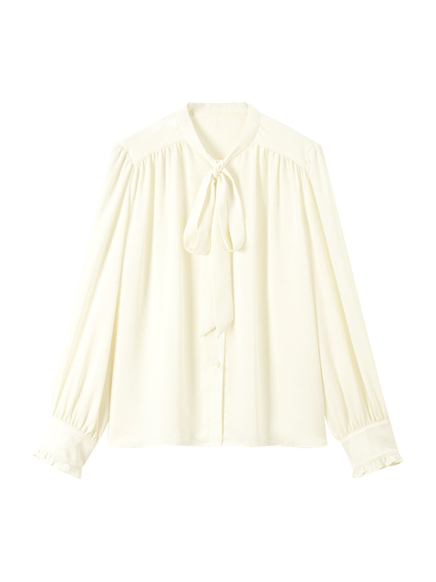 ボウタイ付きシフォンブラウス