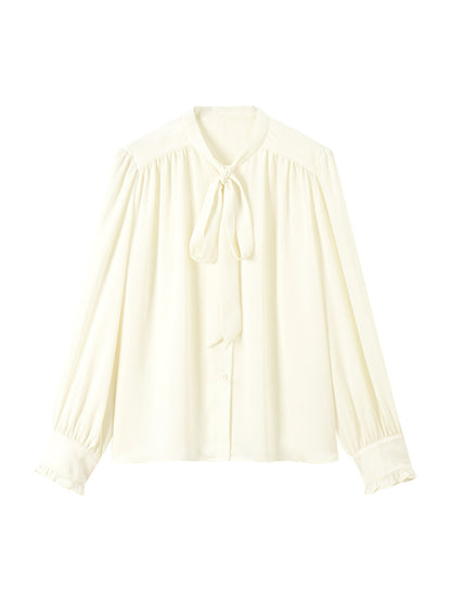 ボウタイ付きシフォンブラウス