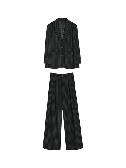 ストライプジャケット＆ワイドパンツ セットアップ