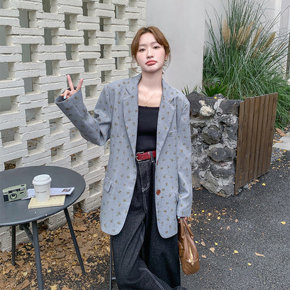 フラワードット柄ルーズテーラードジャケット