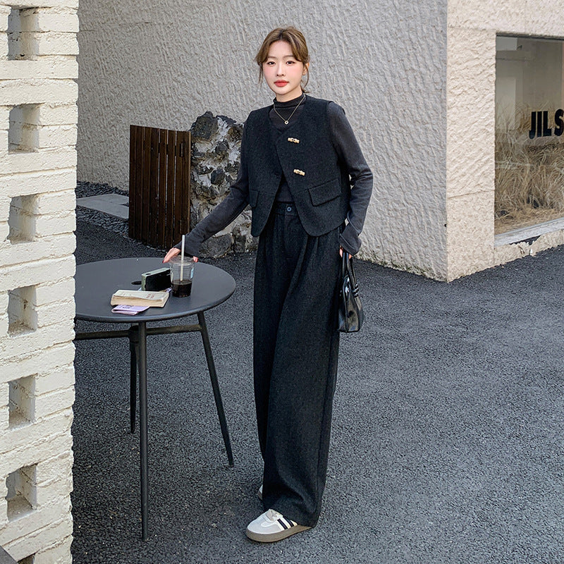 ツイードベスト＆ワイドパンツ セットアップ