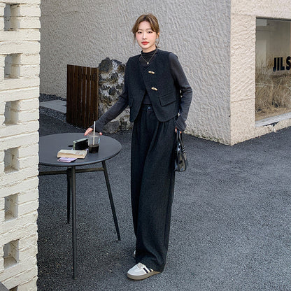 ツイードベスト＆ワイドパンツ セットアップ