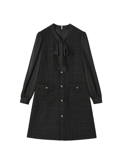 ツイード×リボンタイドッキングワンピース