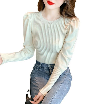 パフスリーブリブニット