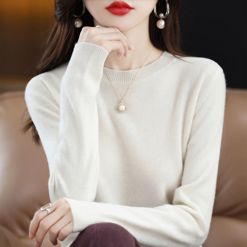 上質ウール クルーネックプルオーバーニット