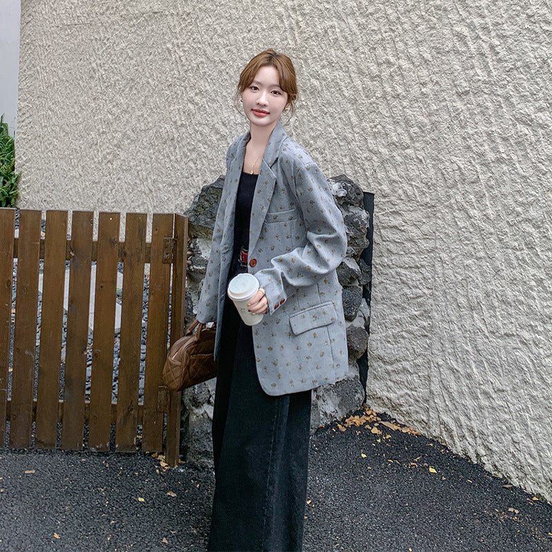 フラワードット柄ルーズテーラードジャケット