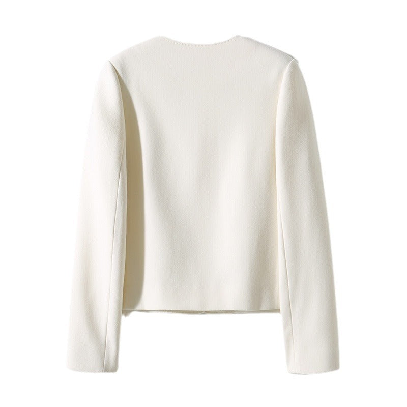 ノーカラーウールジャケット